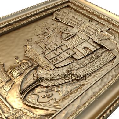 Панно художественные (Старая набережная, PH_0142) 3D модель для ЧПУ станка